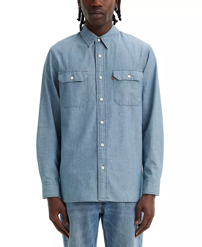 

Мужская рабочая рубашка Worker Relaxed-Fit из шамбре на пуговицах Levi's, синий