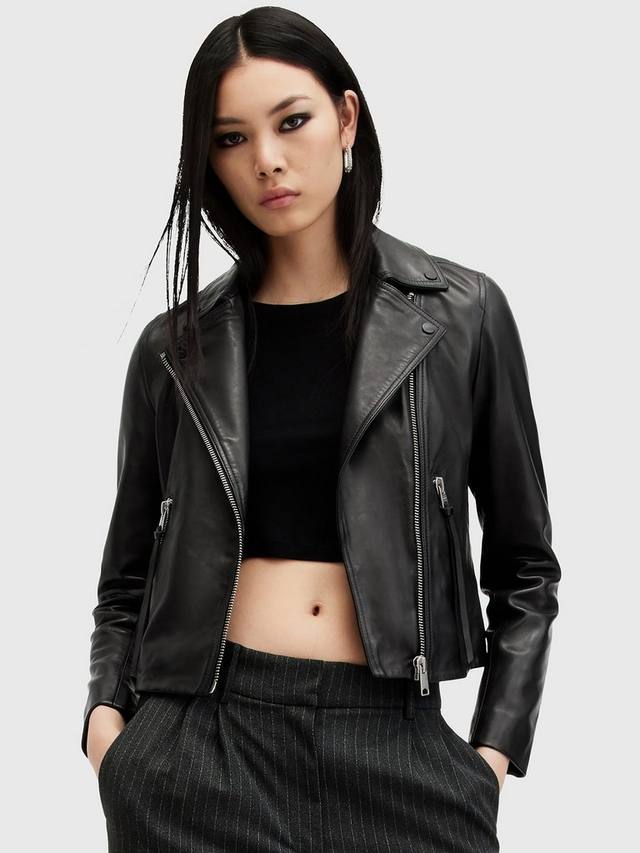 

Кожаная байкерская куртка dalby AllSaints, цвет Black/Silver
