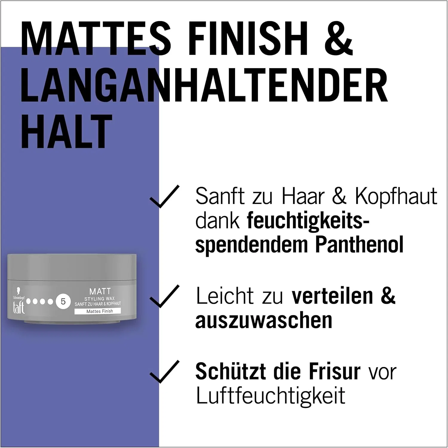 Воск для укладки волос «TAFT Styling Wax Matt» от Schwarzkopf (6 x 75 мл) Taft — фото 3