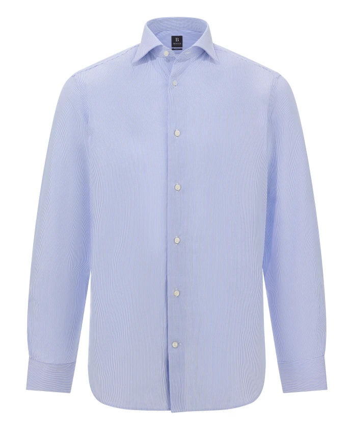 

Полосатая рубашка с воротником «Виндзор», приталенный крой. Boggi Milano, синий
