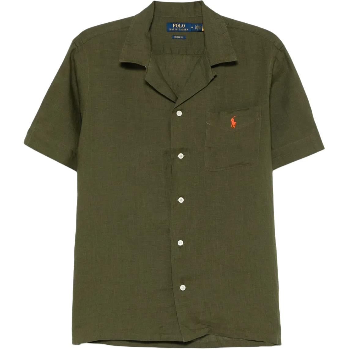 

Льняная рубашка Polo Ralph Lauren, оливковый