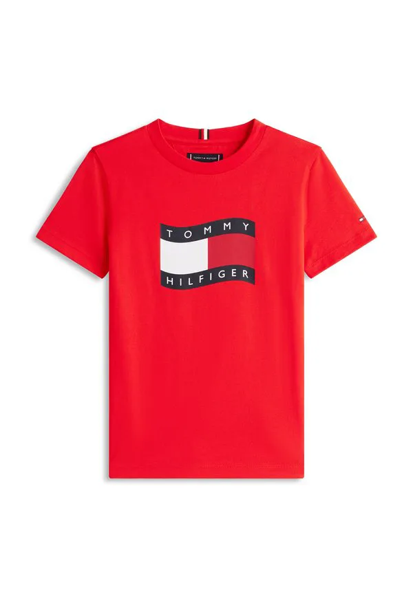 Футболка с круглым вырезом и принтом в виде волнистого флага Tommy Hilfiger, Rapid Red — фото 4