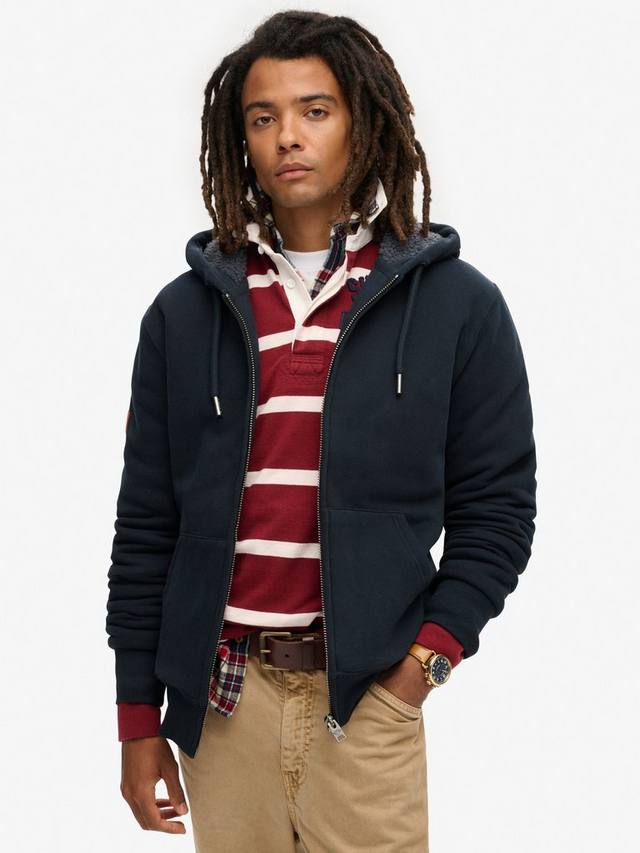 

Борг худи с молнией и подкладкой Superdry, Eclipse Navy
