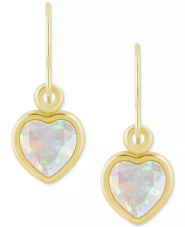 

Серьги-Подвески в форме сердца с драгоценными камнями из 10-каратного желтого золота (также из 10-каратного белого золота) Macy'S, opal/gold