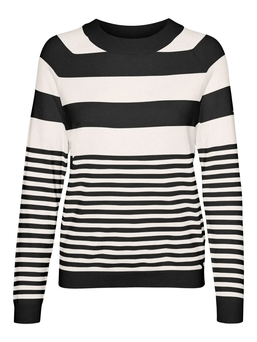 

Свитер с круглым вырезом Vero Moda "VMHAPPINESS LS RAGLAN PULLOVE GA BOO REP", цвет Black Stripes:W. Birch