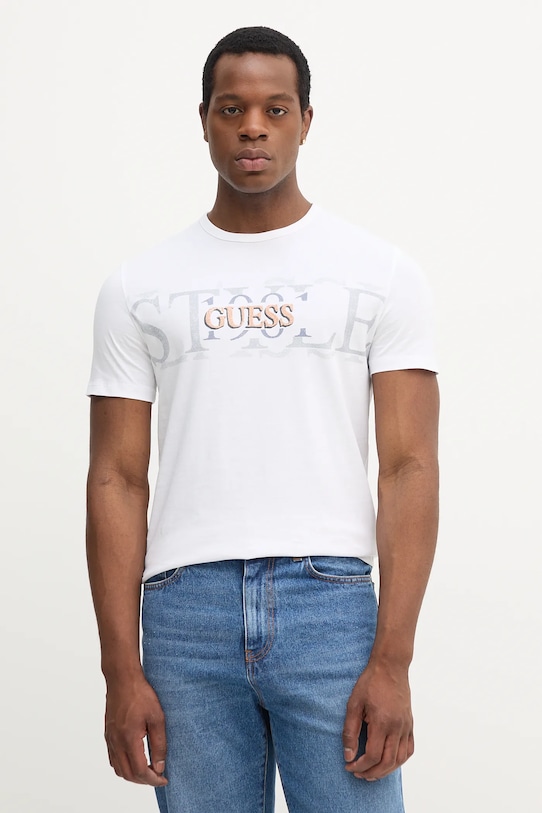 

Хлопковая футболка Guess, белый