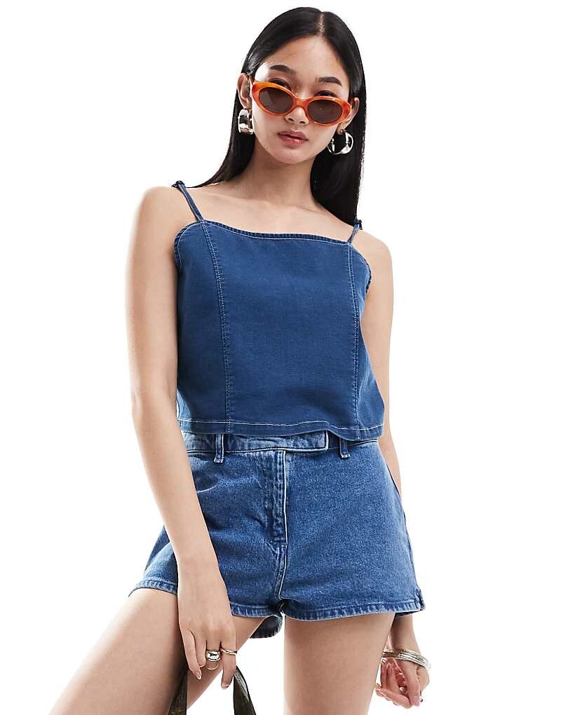 

Джинсовый топ с ремешками Denim Project синего цвета