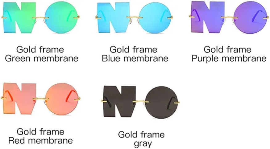 

Солнцезащитные очки без оправы с нерегулярным дизайном, без буквы «NO», для мужчин и женщин, с защитой от ультрафиолета UV400, в уличном стиле (синие) ENTHYI, Blue