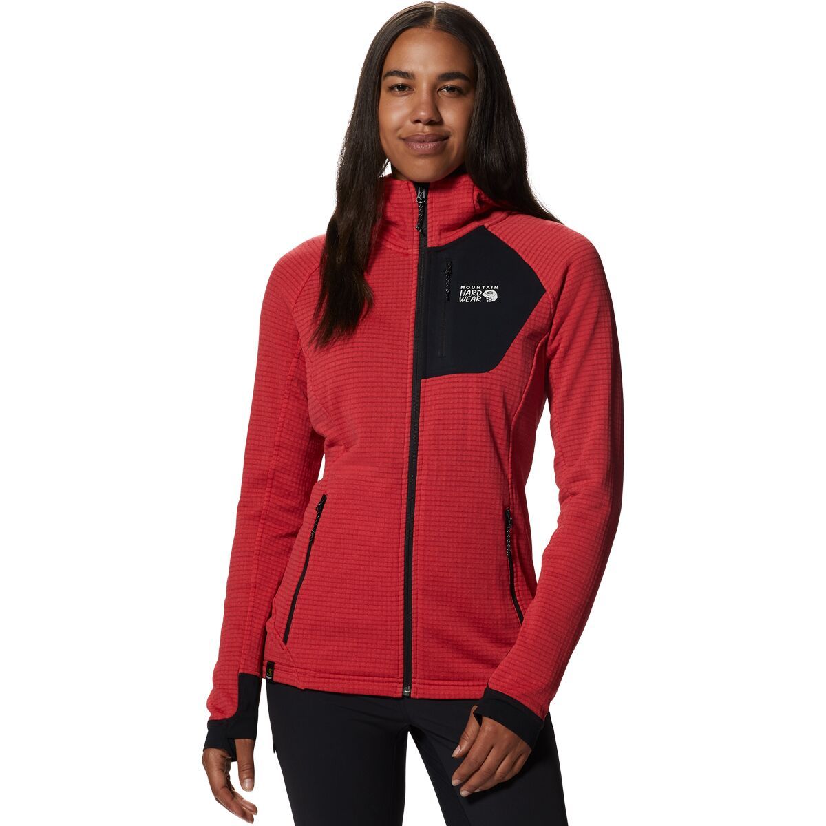 

Поляртек Power Grid худи на молнии с капюшоном Mountain Hardwear, цвет alert heather