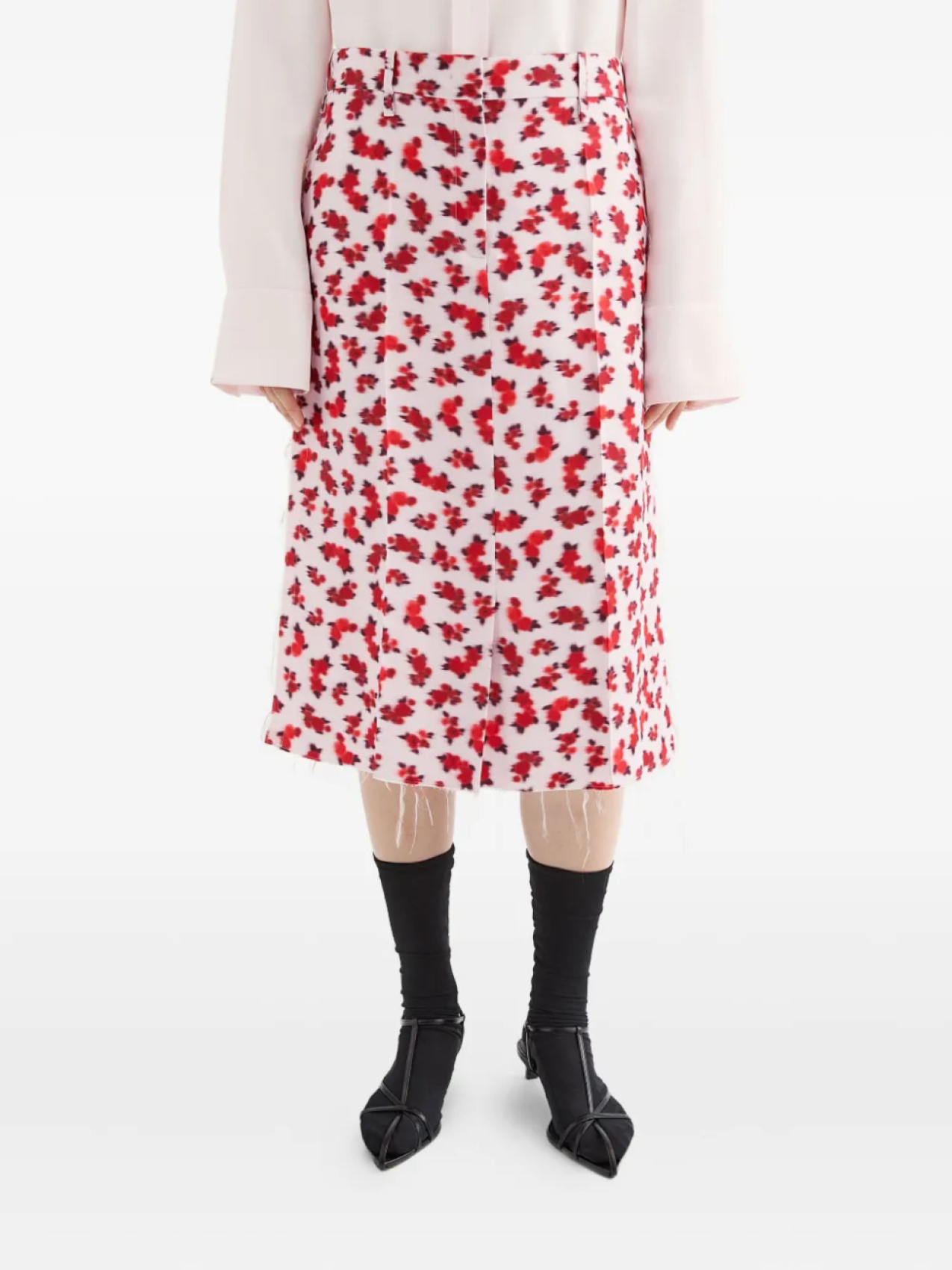 Jil Sander юбка миди с цветочным принтом, розовый — фото 3