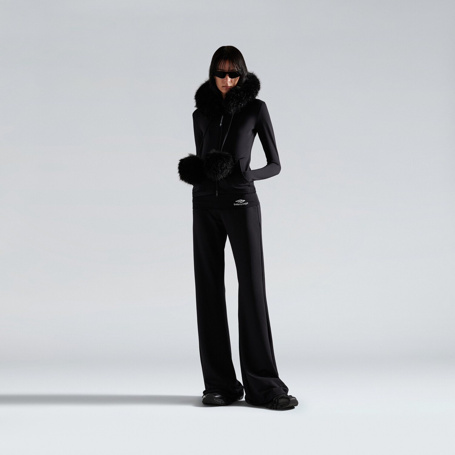 

Женские леггинсы 3b sports icon с отворотом, выстиранные черные BALENCIAGA, выстиранный черный