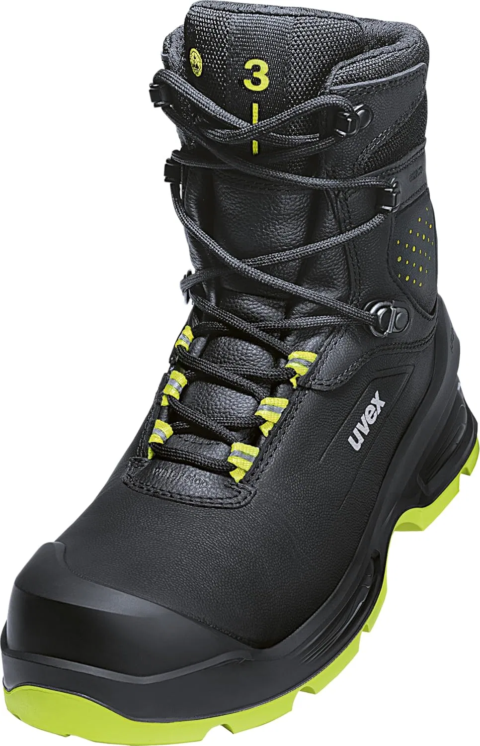 Ботинки Uvex 3 High Lace-Up S3 FO CI SC SR - Защитные ботинки - Водостойкие - Масло- и бензиностойкие - Ширина 11, Black