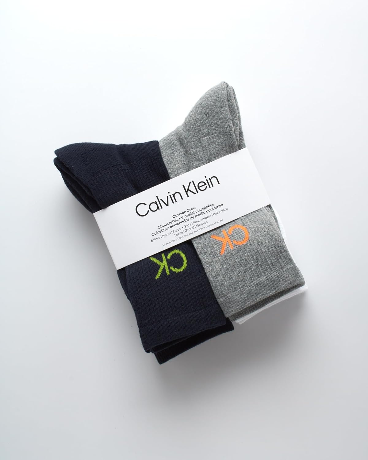 Носки Calvin Klein для мальчиков - 6 шт., эластичные, комфортные, спортивные носки до середины голени с поддержкой свода стопы, Navy/Grey/White — фото 2