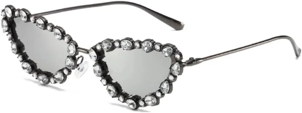 

Солнцезащитные очки «кошачий глаз» с бриллиантами, женские, ретро, ​​с кристаллами, мужские, винтажные, роскошные, с защитой от УФ-излучения UV400 UATXTAU, Gun Silver