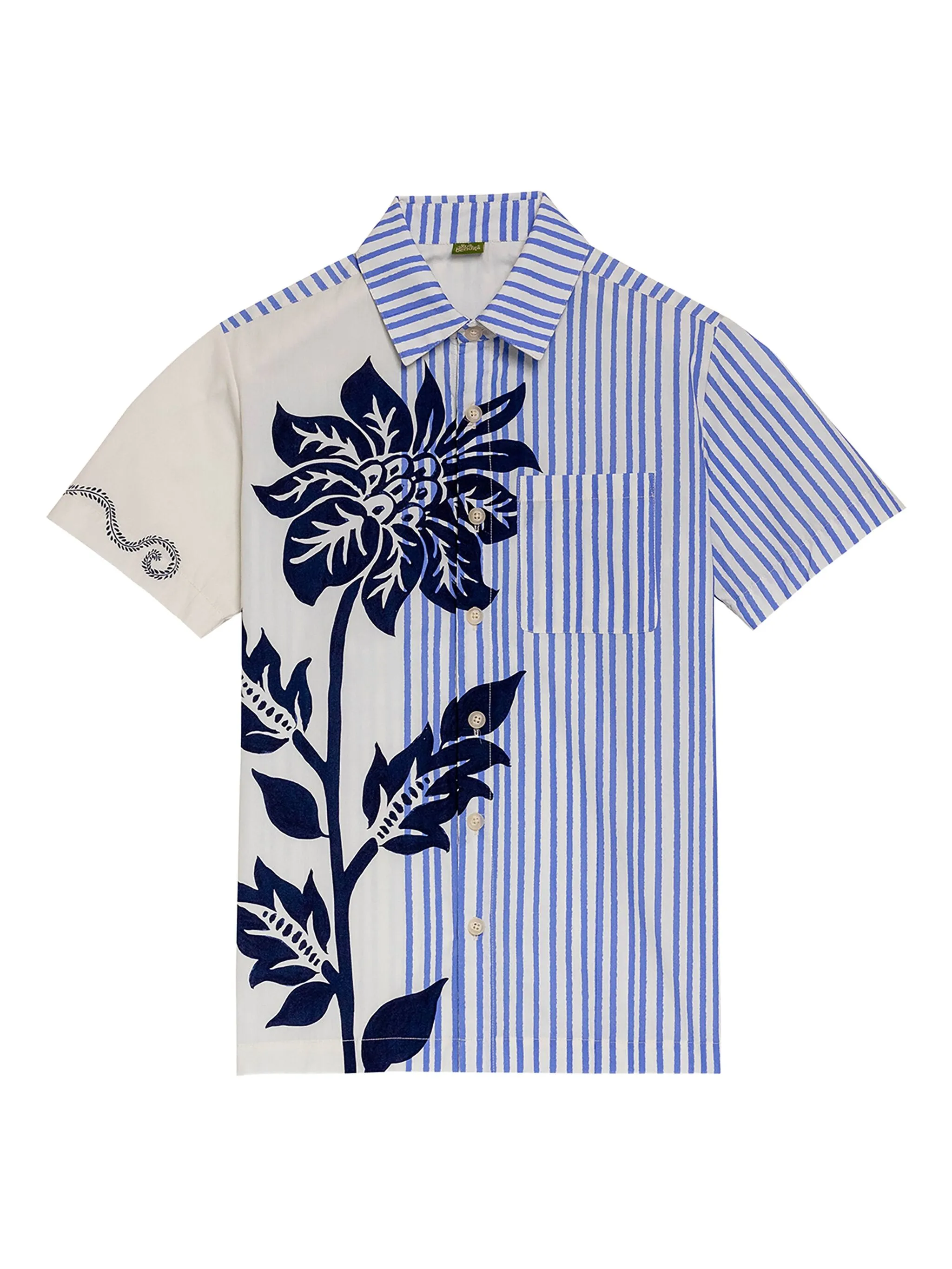 

Рубашка Jack в полоску с цветочным принтом Agua Bendita, синий