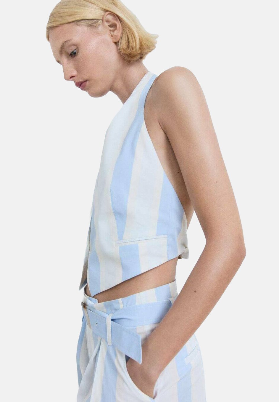 

Жилет STRIPED HALTER Mango, светло-голубой