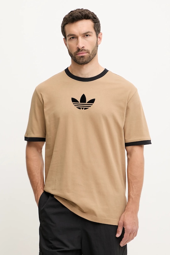 

Хлопковая футболка оверсайз Tee Adidas Originals, коричневый