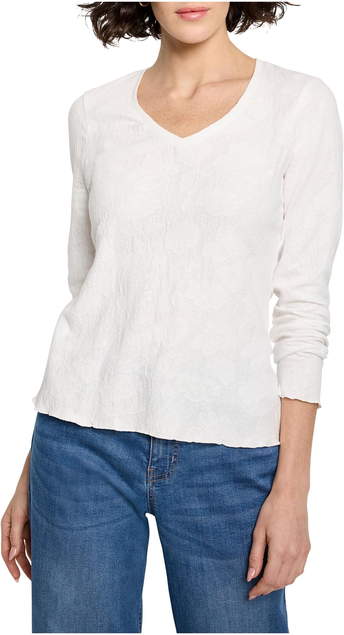 

Футболка NIC+ZOE Lace Knit V-Neck T-Shirt, Paper White