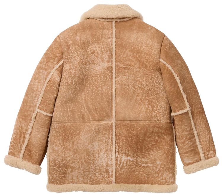 Пальто Supreme x Schott из овчины, коричневый — фото 2