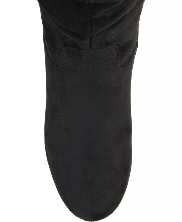 Женские сапоги Haze Wide Calf с оборками и высокой танкеткой Journee Collection, черный — фото 4