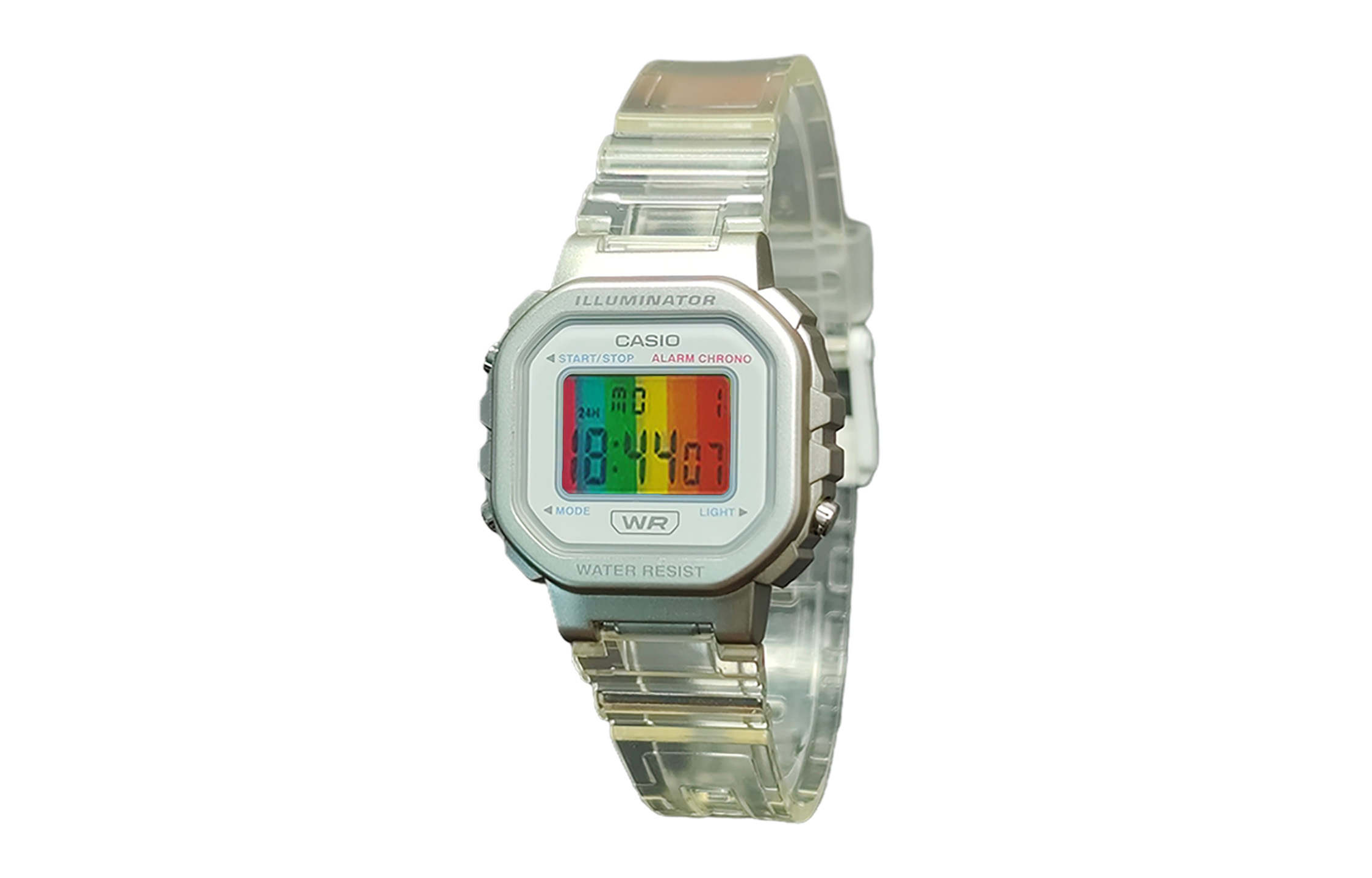 

CASIO Часы Retrofit Series Quartz Movement Resin Strap Watch Women's Watch White Dial, White Dial Multicolor Vertical Stripes Watch Glass