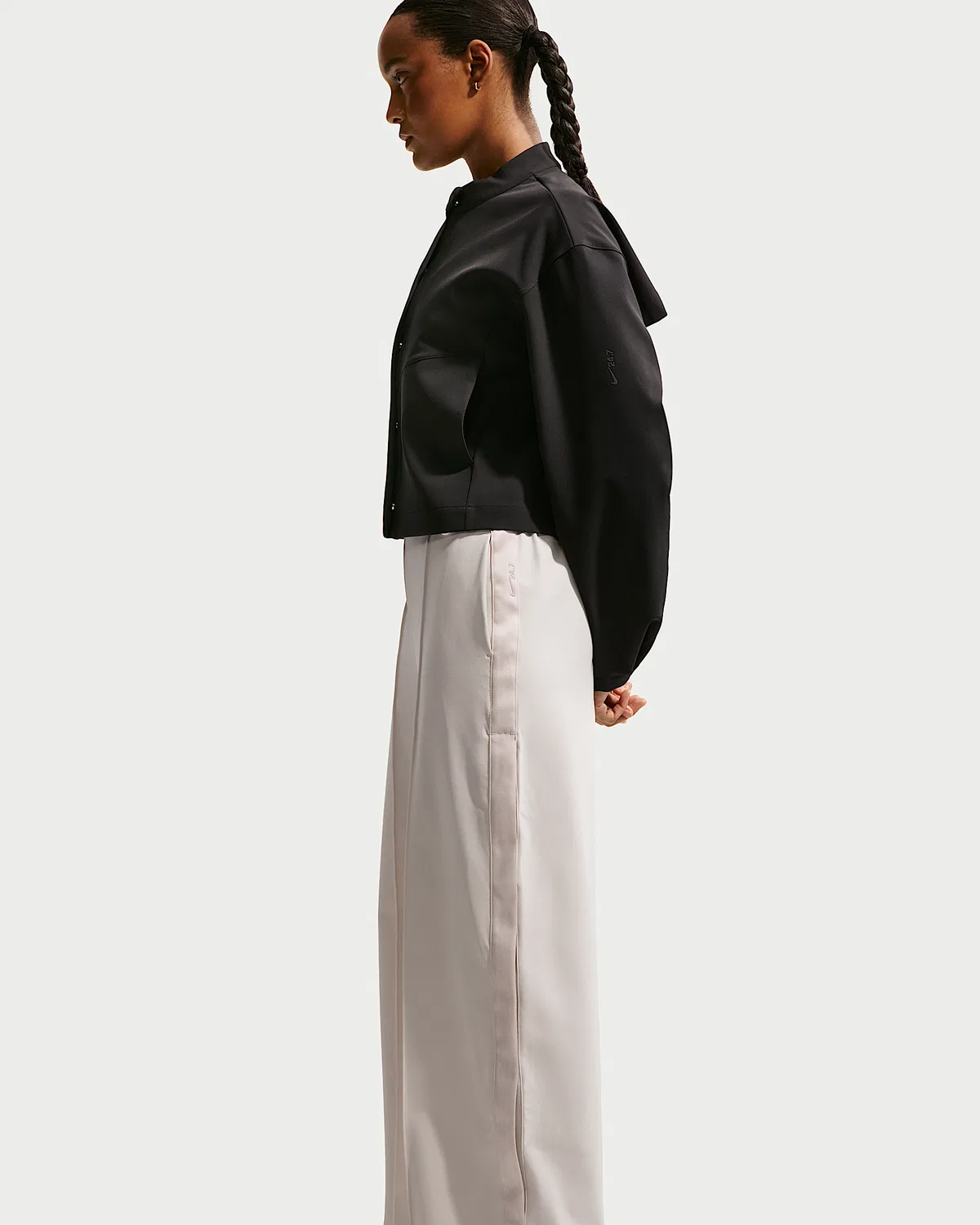 Женские спортивные штаны Nike 24.7 PerfectStretch Dri-FIT с высокой посадкой, свободного кроя, на отрывающихся застежках, Light Orewood Brown/Light Orewood Brown/Light Iron Ore — фото 4