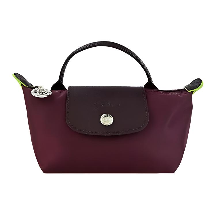 

LONGCHAMP Сумка-пельмень Le Pliage Green Recycled Canvas с кожаными деталями, малая, женская, deep red и brown