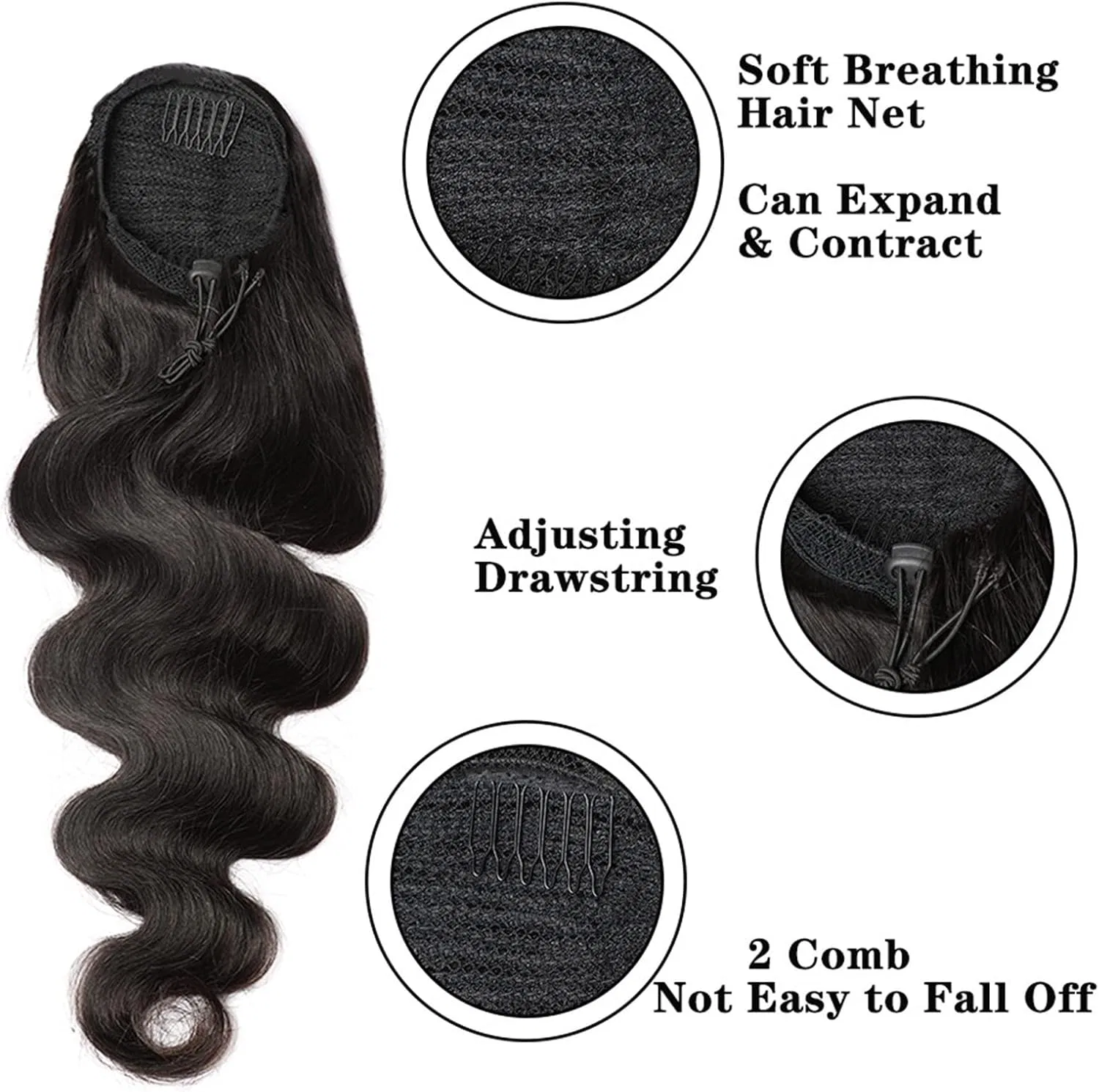 Накладной хвост «Body Wave» из натуральных волос Remy, 10-30 дюймов Kizqyn, Natural Colour — фото 2