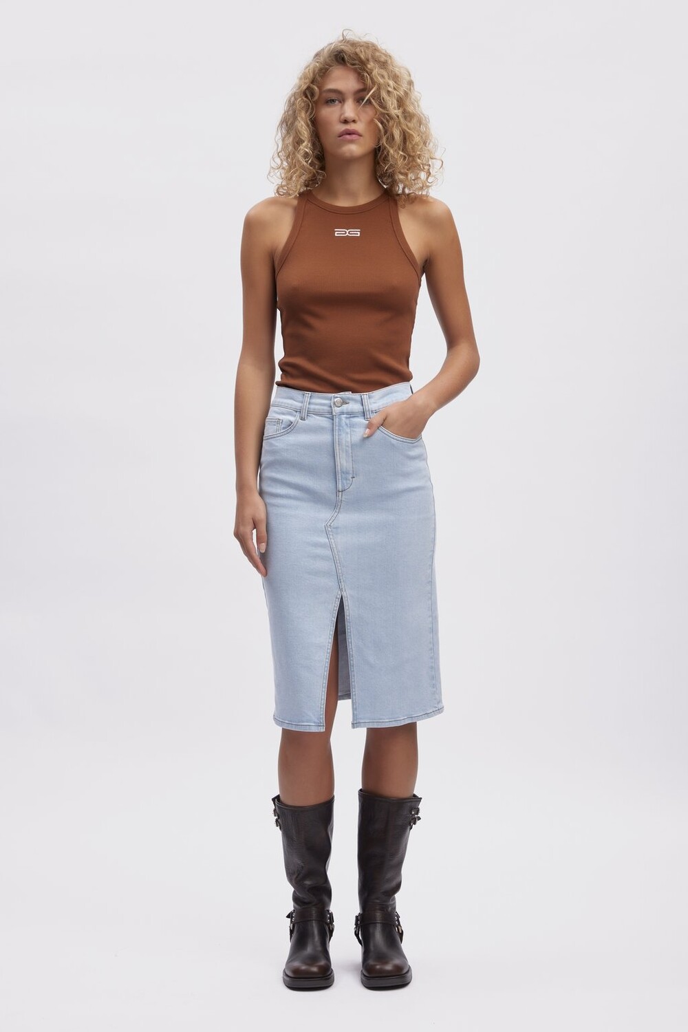 

Юбка-карандаш DENIA MIDI SKIRT Gestuz, светло-голубой