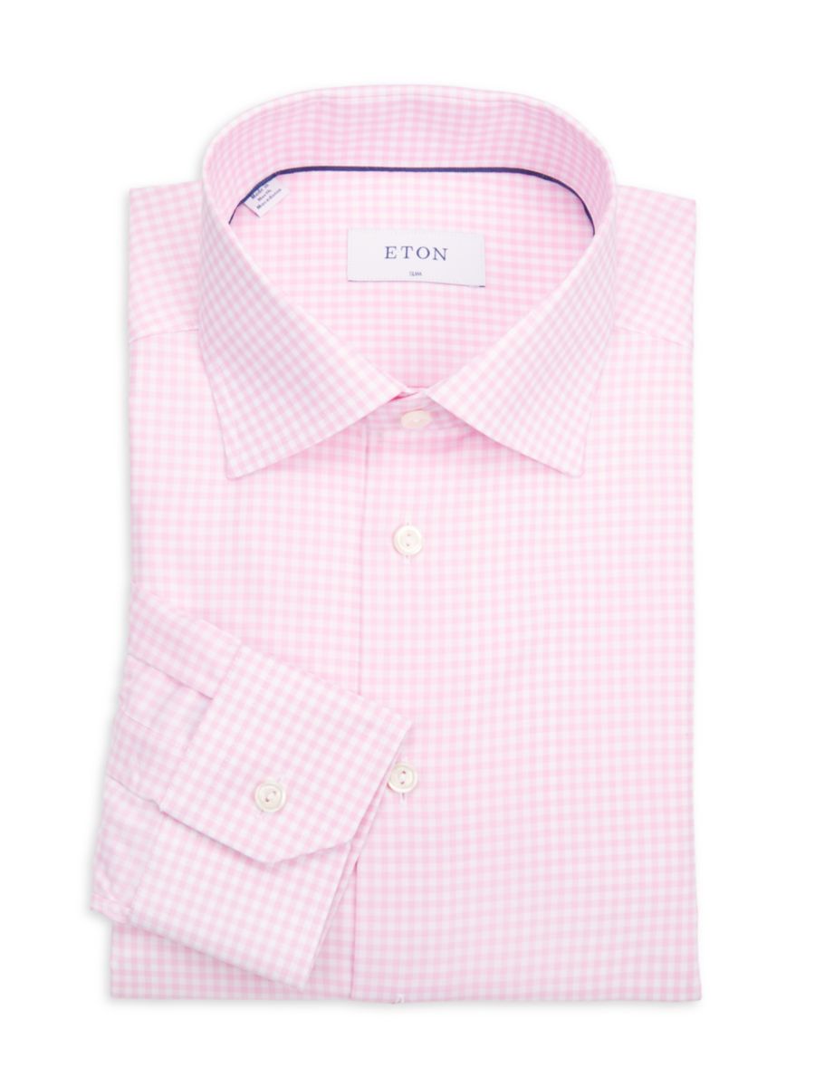 

Рубашка облегающего кроя из хлопка в мелкую клетку Eton, цвет Medium Pink