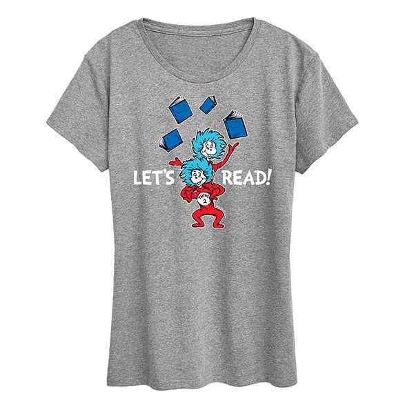 

Женская футболка с принтом Let's Read Dr. Seuss, Heather Gray