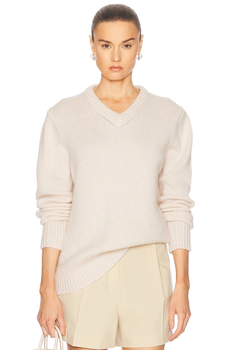 

Кашемировый свитер с V-образным вырезом Kate Jenni Kayne, Ivory