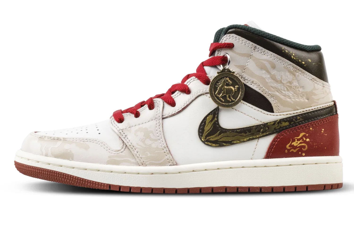 Jordan Air 1 Ten Thousand Horses Galloping Абразивостойкие мид-топ винтажные баскетбольные кроссовки Unisex Ecru — фото 3