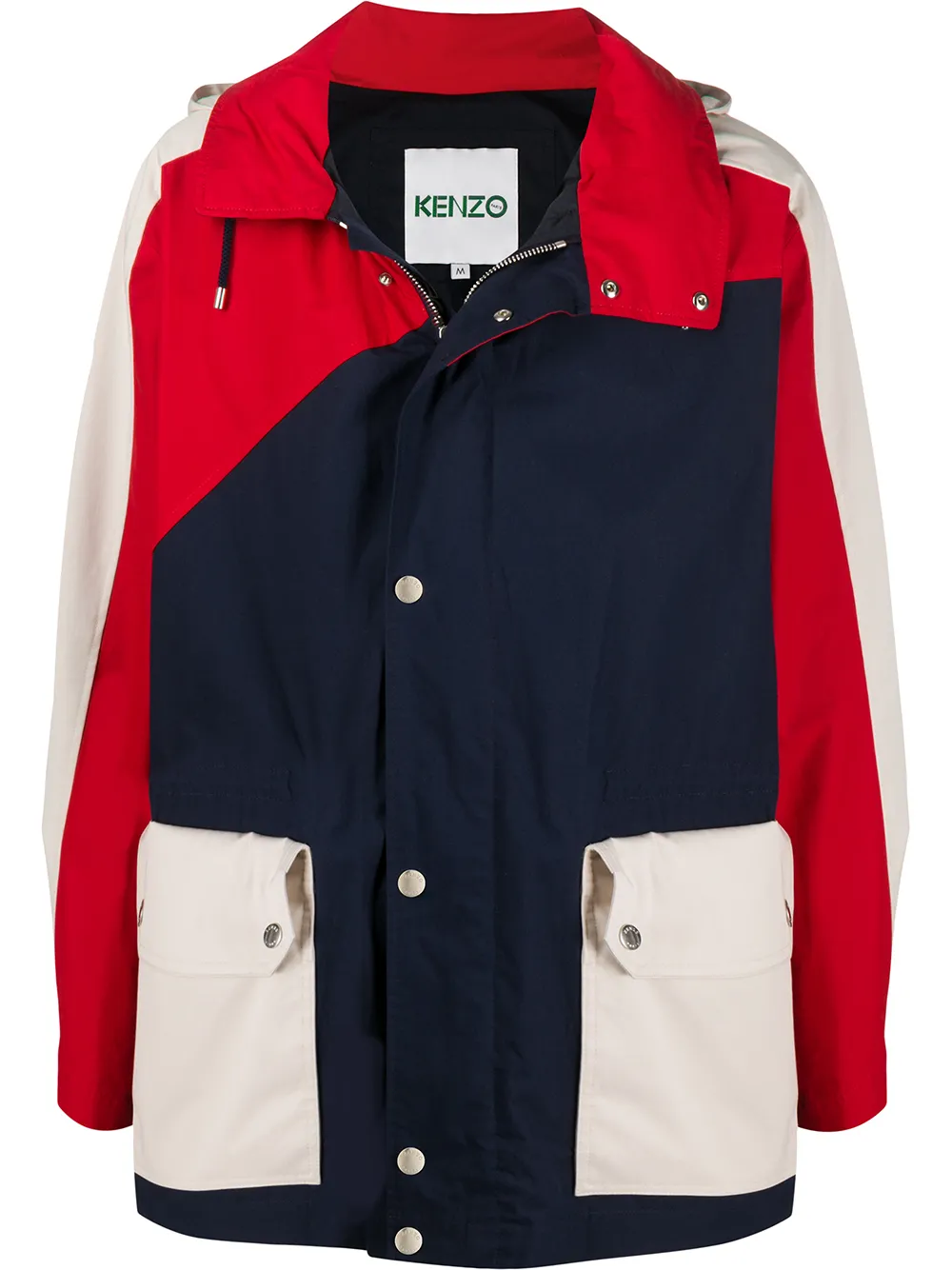 

Длинная парка в стиле колор-блок KENZO, синий