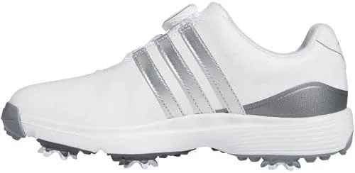 Детские гольф-кроссовки Adidas Tour360 24 Boa для мальчиков и девочек, белый/металлик — фото 4