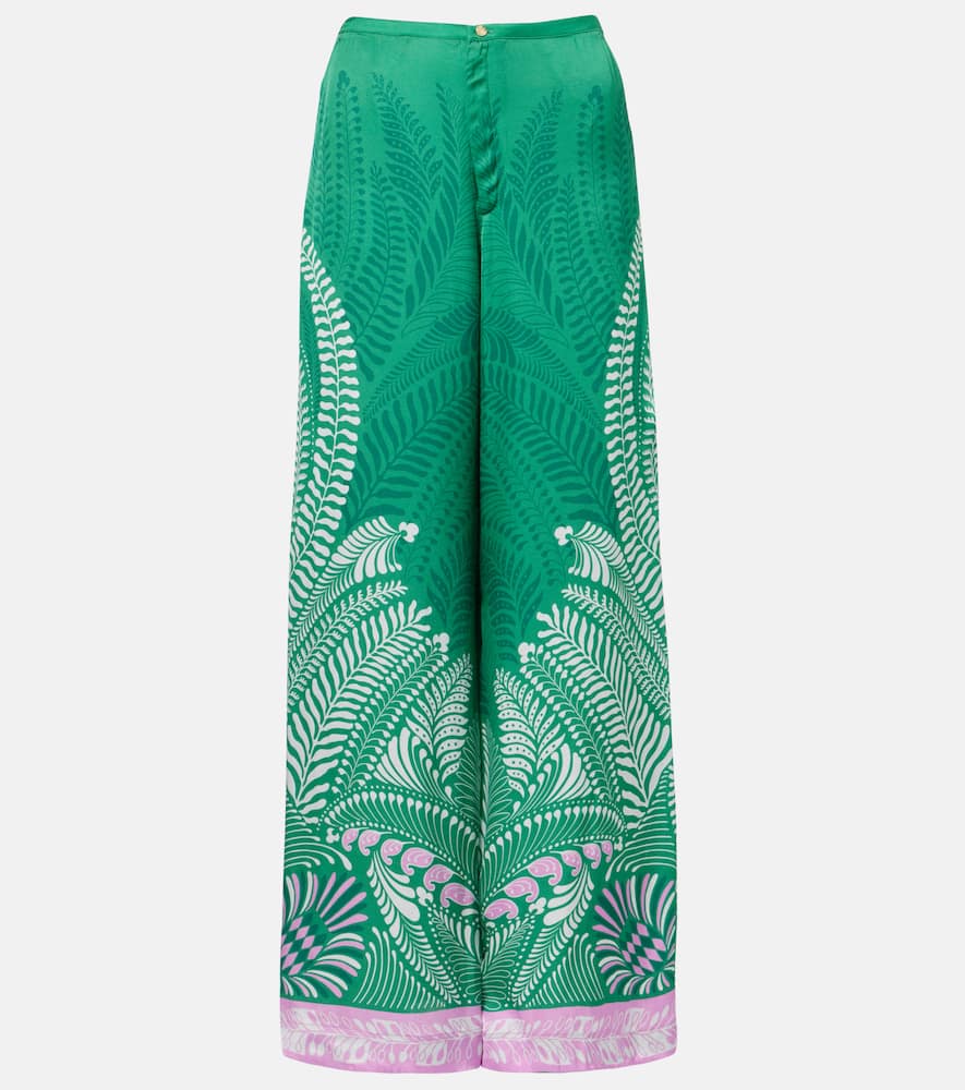 

Широкие брюки с принтом Poupette St Barth, Green Oolong