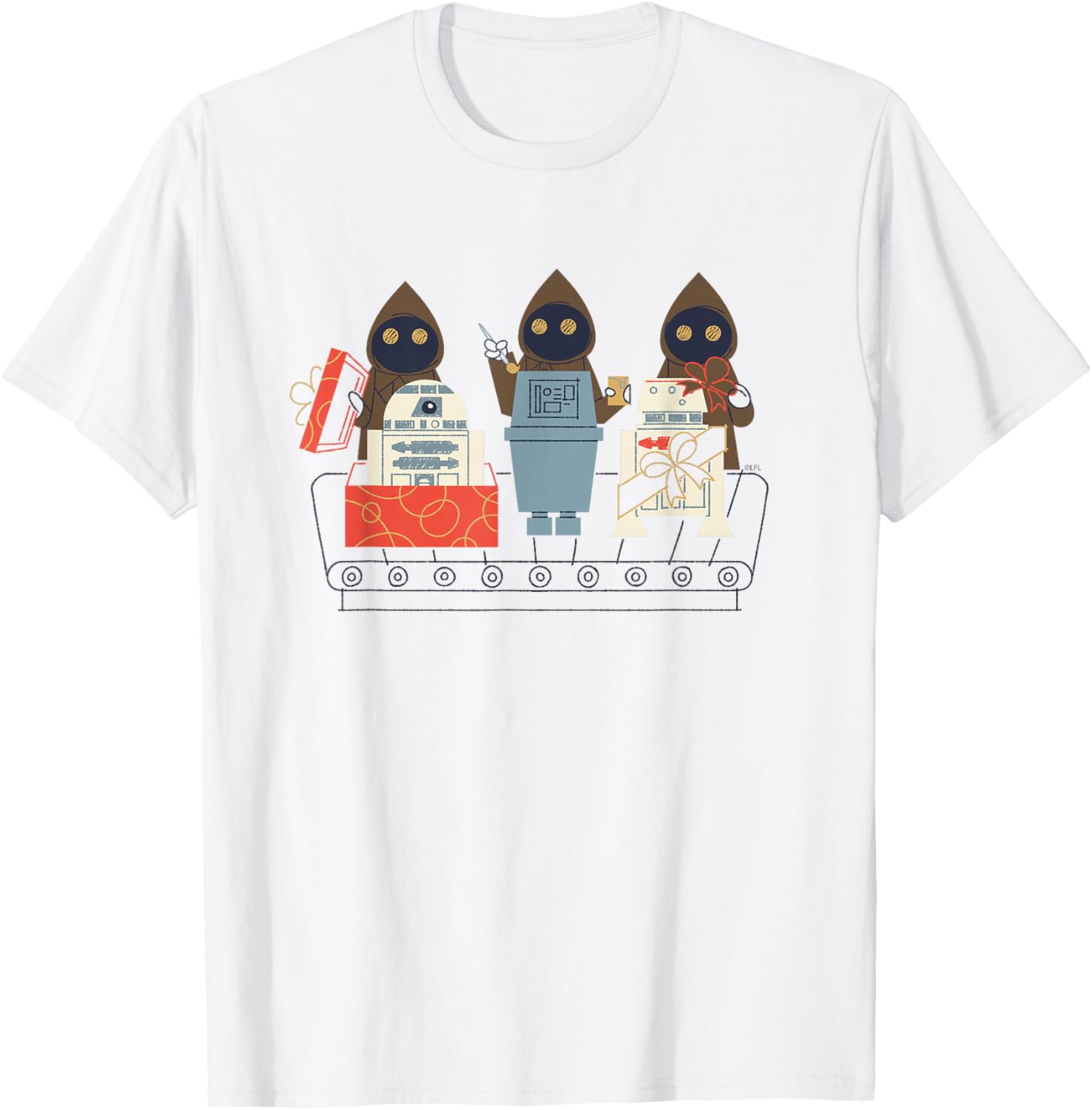 

Праздничная футболка Star Wars с изображением дроидов и роботов, черная