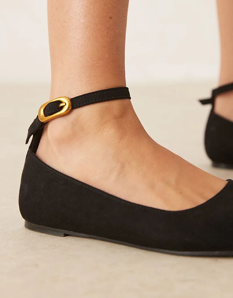 Балетки Lara с круглым носком из черной замши ASOS DESIGN — фото 3