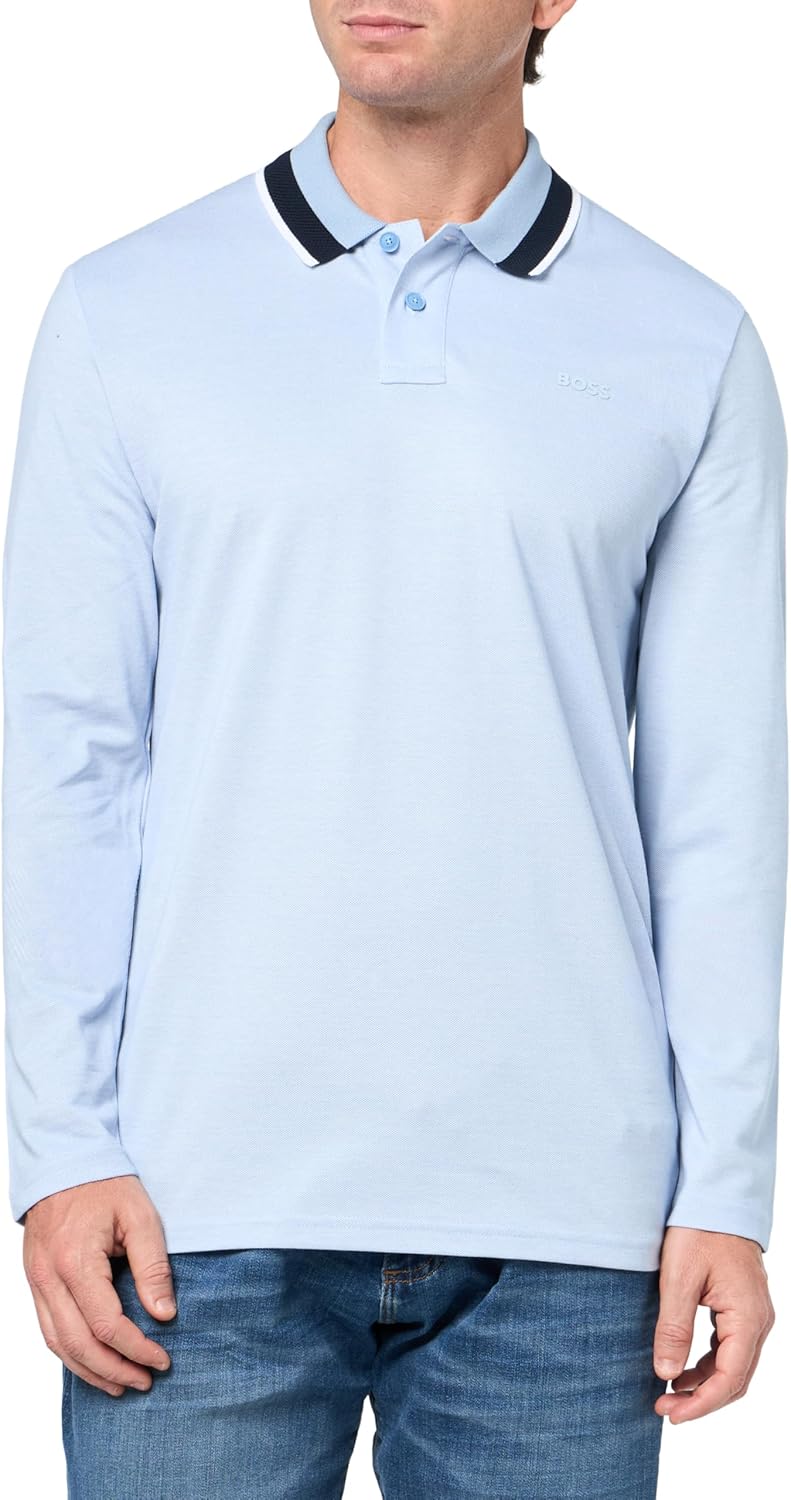 

BOSS Мужская Оксфордская Поло с Длинным Рукавом и Квадратным Логотипом, Forever Blue, Синий, BOSS Мужская Оксфордская Поло с Длинным Рукавом и Квадратным Логотипом, Forever Blue