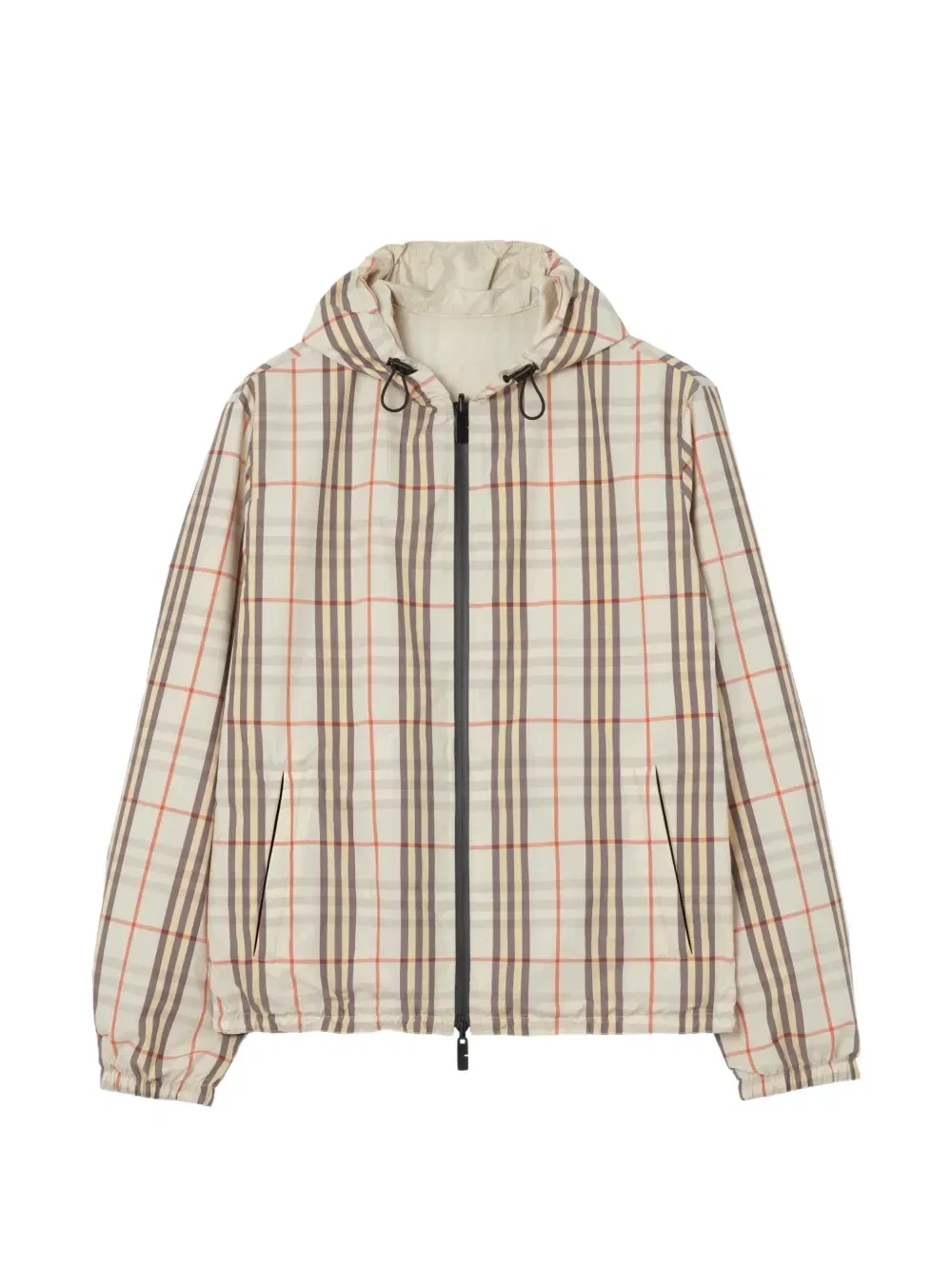 Куртка двусторонняя BURBERRY с капюшоном, клетчатый рисунок, бежевый