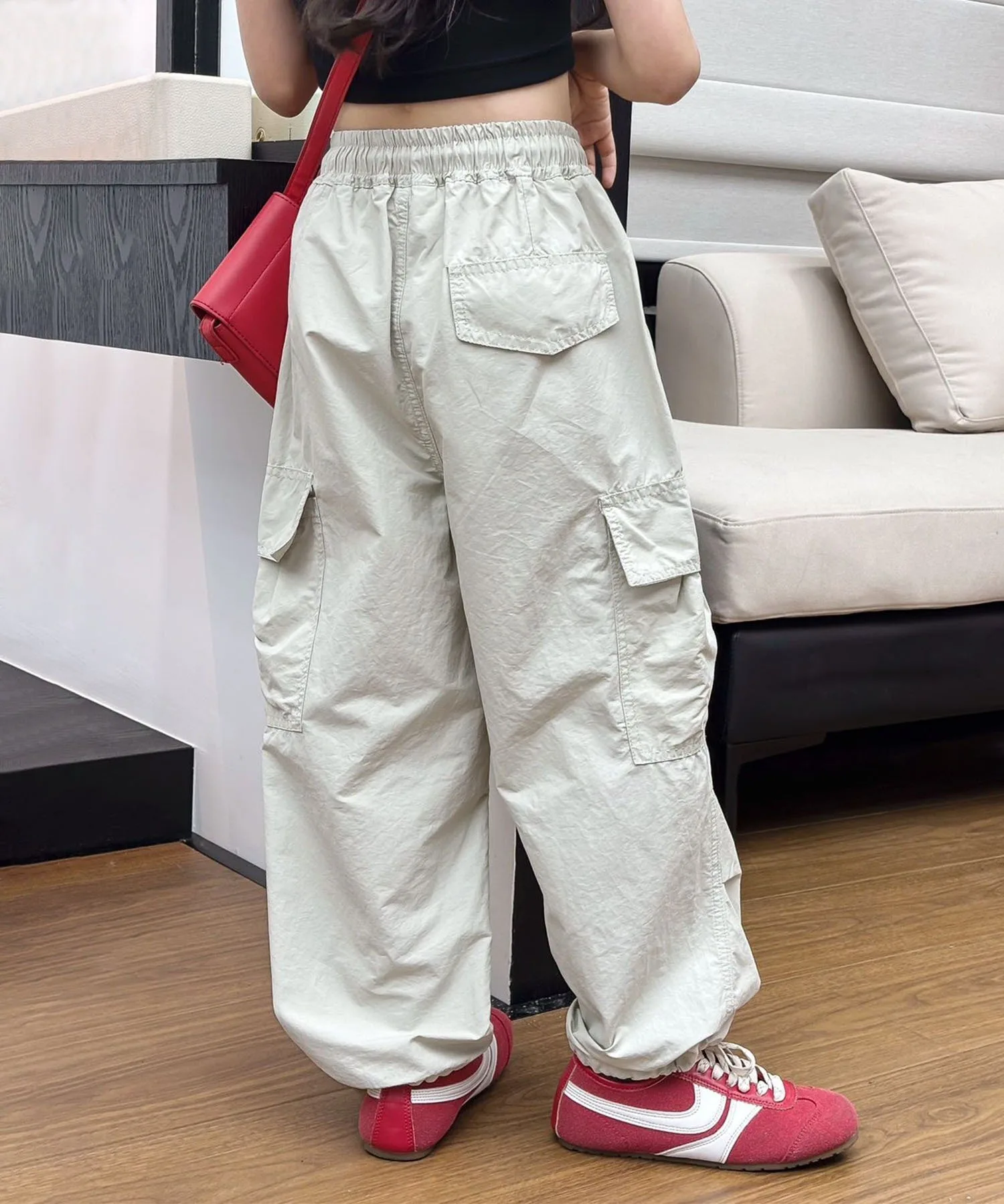 Брюки-карго на завязках Aimoha Kids, Light gray — фото 4