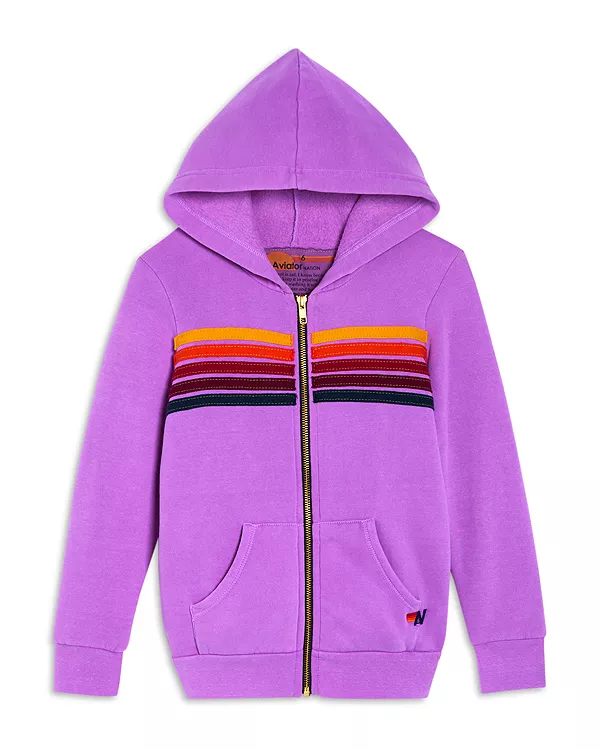 

Худи унисекс на молнии с пятью полосками - для маленьких и больших детей. Aviator Nation, фиолетовый