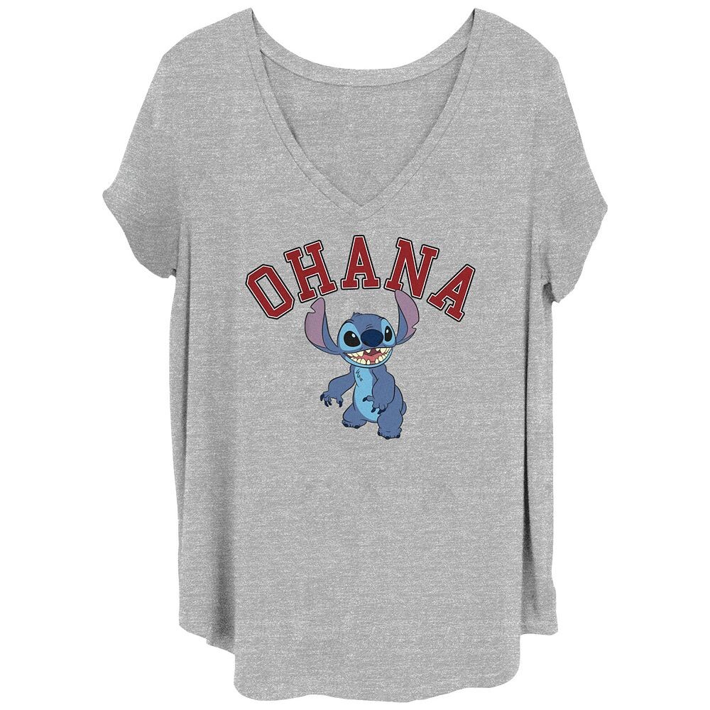 

Детская футболка больших размеров Happy Stitch Ohana Disney's Lilo & Stitch с рисунком, цвет Heather Grey