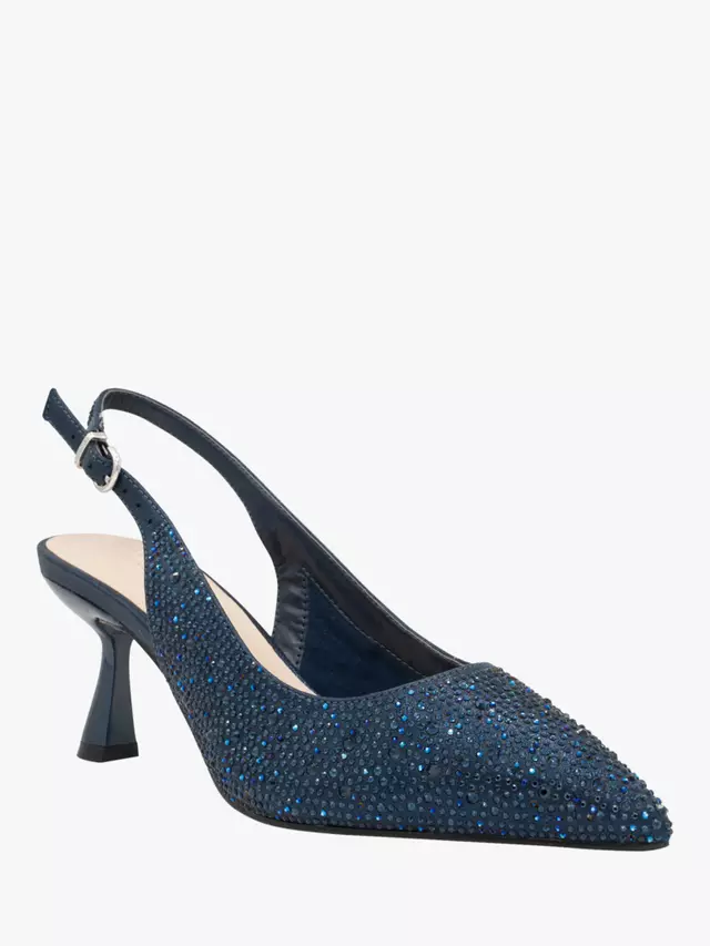 Туфли-лодочки Paradox London Fiora Wide Fit Diamante Kitten Heel Slingback, темно-синий — фото 3