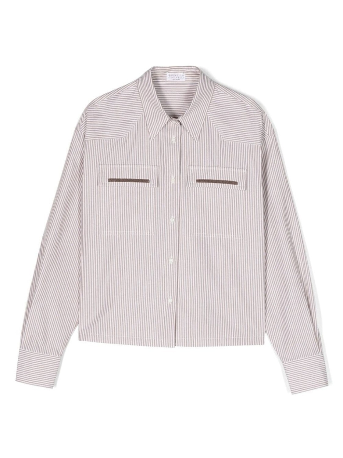 

Brunello Cucinelli Kids рубашка в тонкую полоску, белый