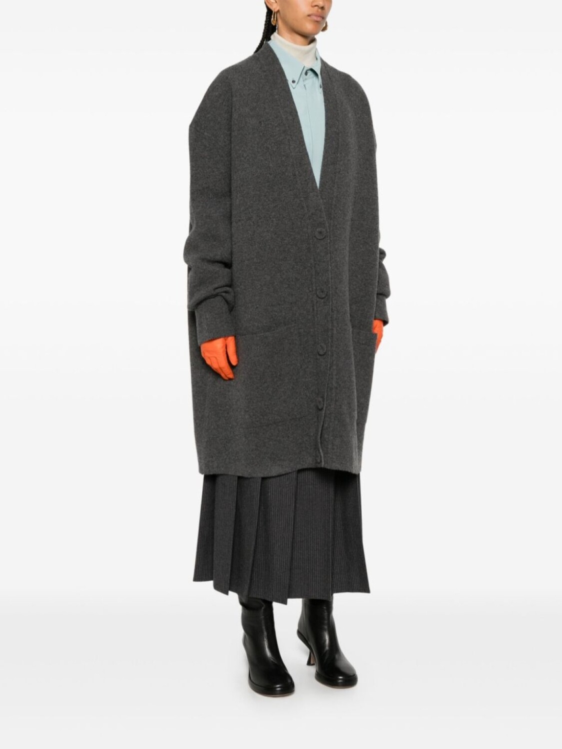 Jil Sander кардиган с открытыми плечами, серый — фото 3
