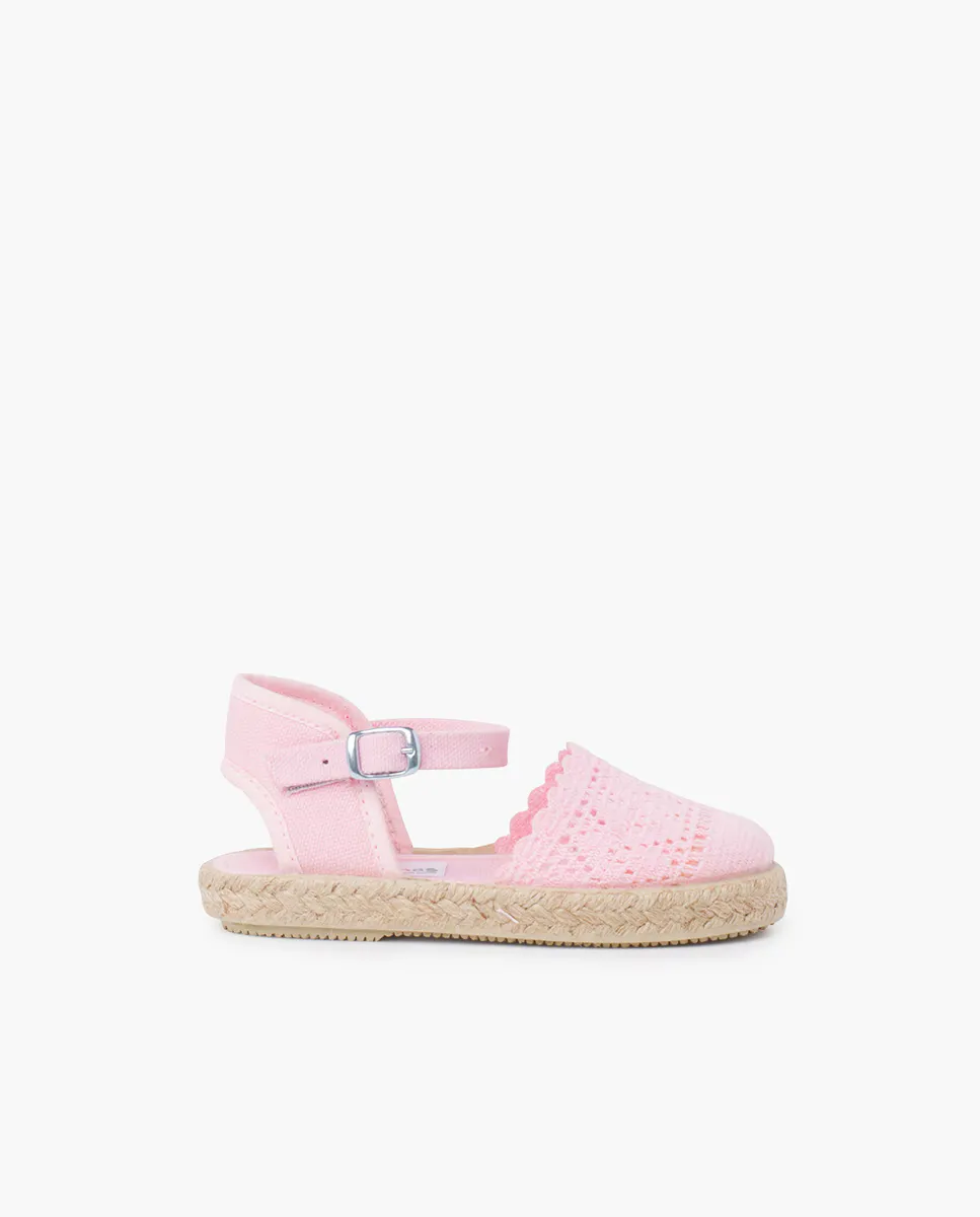 

Девичьи ажурные эспадрильи с пряжкой Pisamonas, цвет Rosa
