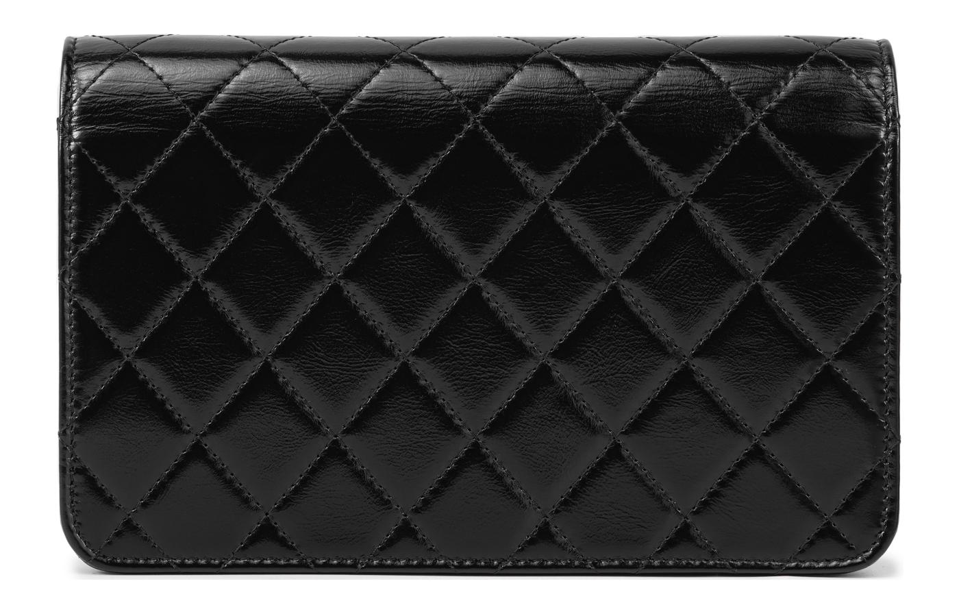 CHANEL Кожаная мини-клатч через плечо на одно плечо женский черный — фото 3