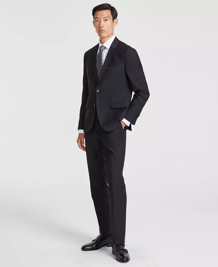 

Мужской современный костюм из шерстяной смеси Hugo Boss, черный