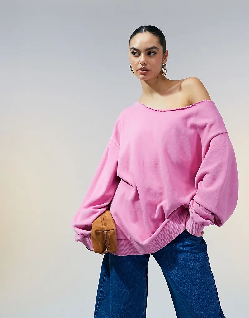 

Толстовка с открытыми плечами в выцветшем розовом цвете ASOS DESIGN